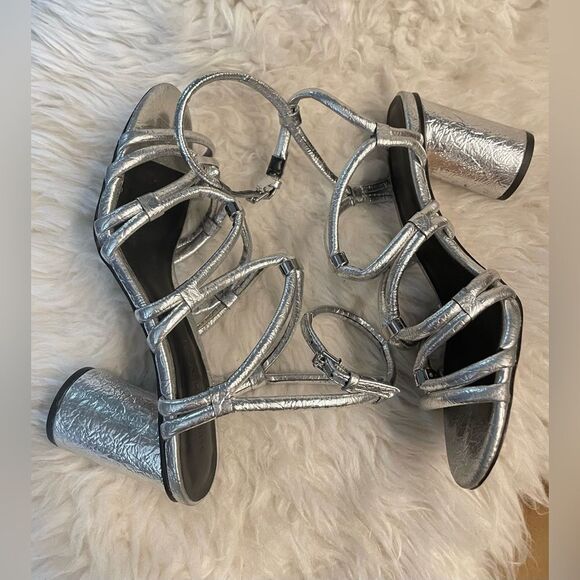 Rebecca Minkoff Apolline Heels Silver Metallica Strappy Sandals 7.5 - Picture 5 of 8